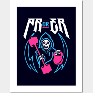 PR or ER (Gym Reaper Kettlebell & Barbell) Funny Gym Ego Lifting Posters and Art